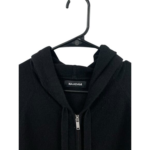 Naadam Cashmere Full Zip Up Sweater Black Cashmere Hoodie Size Medium - Picture 3 of 9